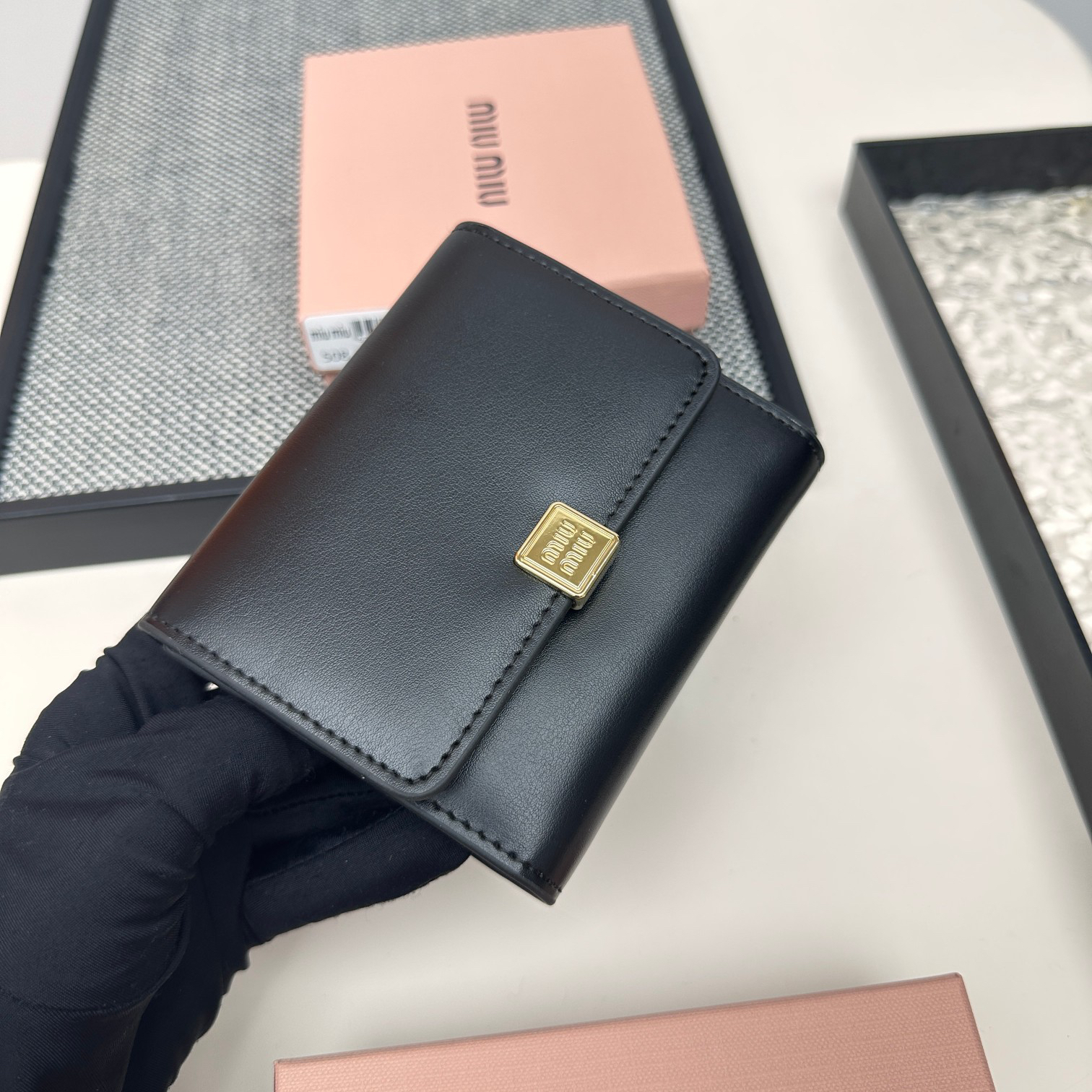 Miu Miu Lambskin Trifold Wallet and Card Holder - Image 3
