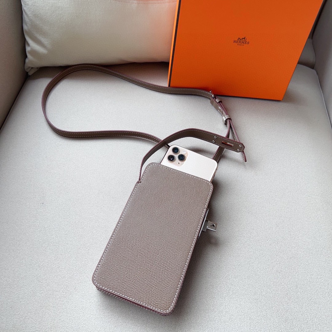 Hermès Hac a Box Tadelakt Calfskin Phone Case with Shoulder Strap - Image 3