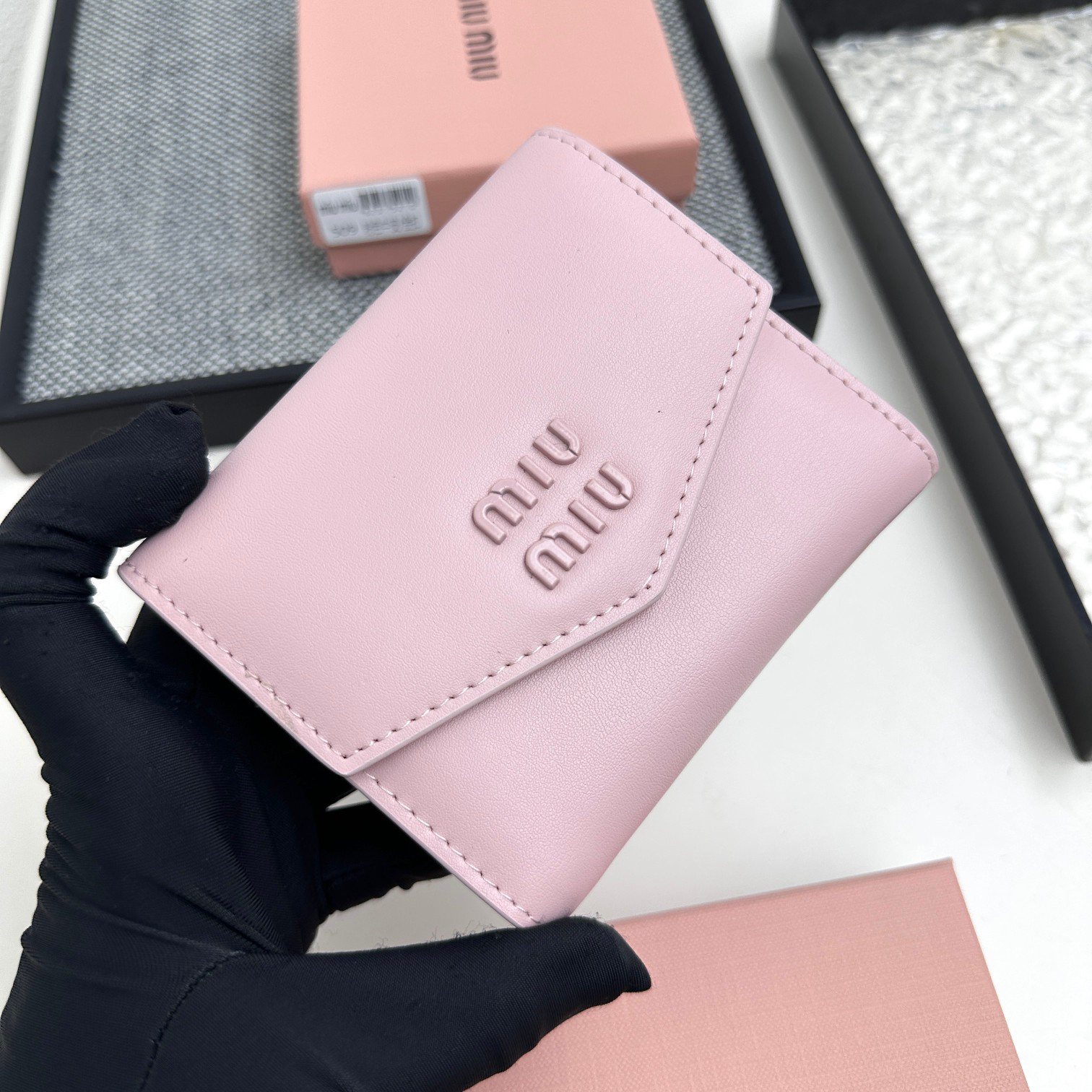 Miu Miu Tri-Fold Lambskin Wallet - Image 3