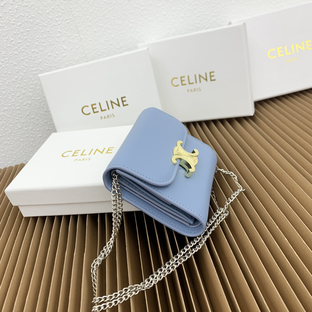 CELINE Small Triomphe Lambskin Flap Wallet - Image 3