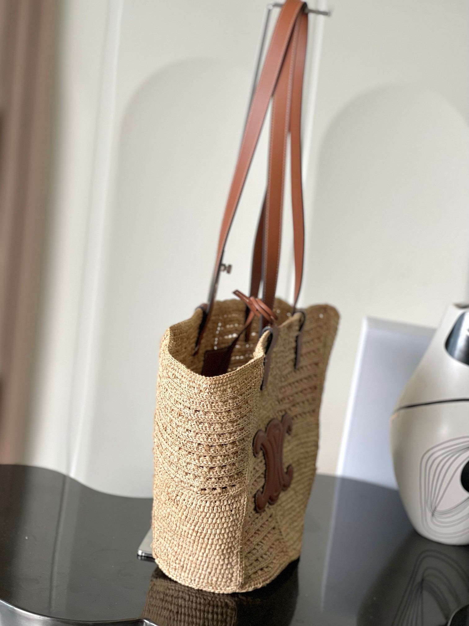 CELINE Triomphe Medium Woven Basket Bag - Image 3