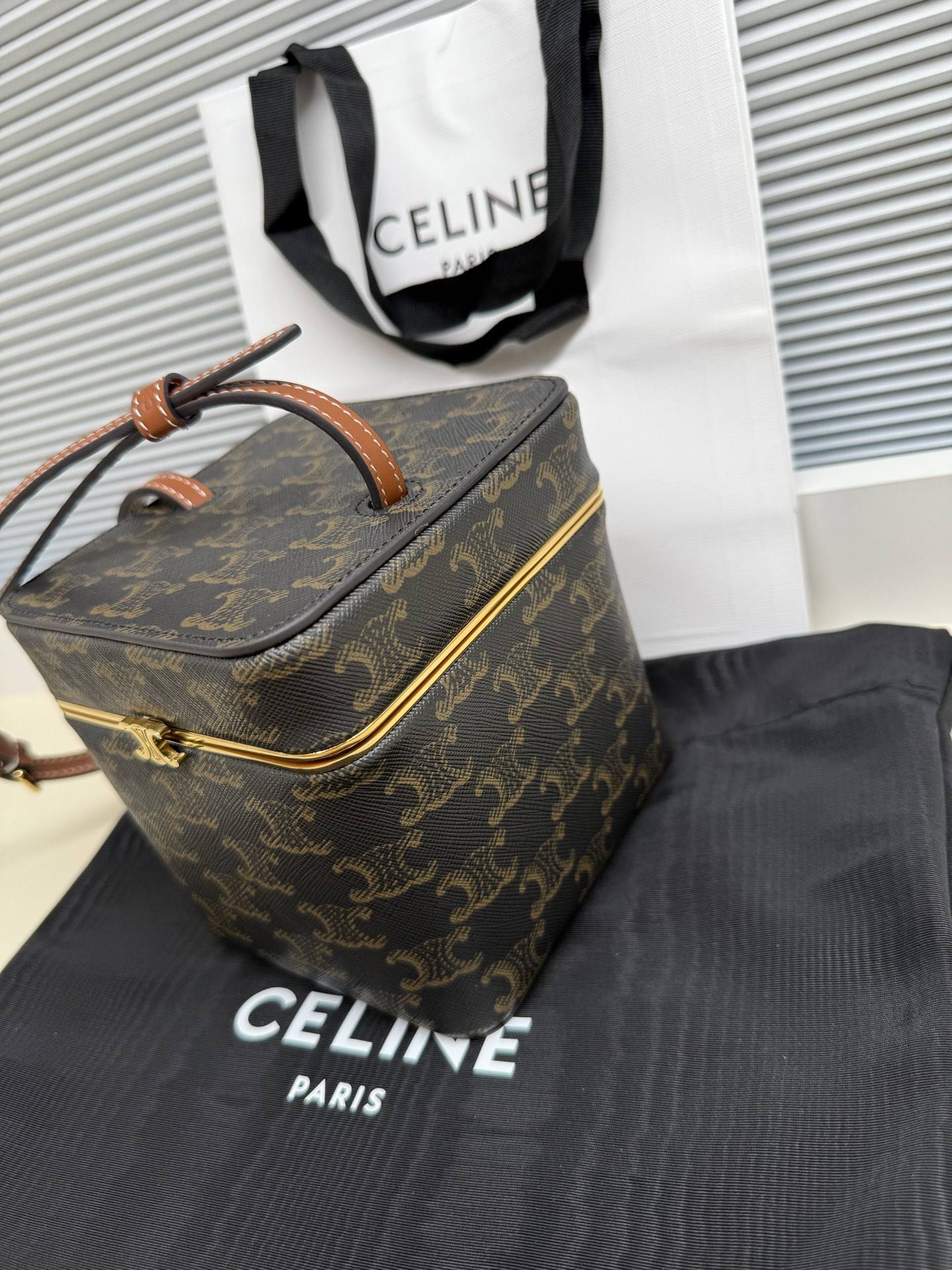 TRIOME FRAME Small Logo-Print Leather Box Handbag - Image 3