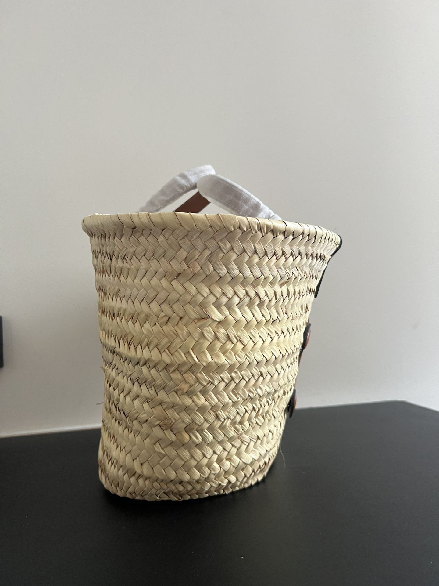 Celine Classic Woven Raffia and Cowhide Basket Tote - Image 3