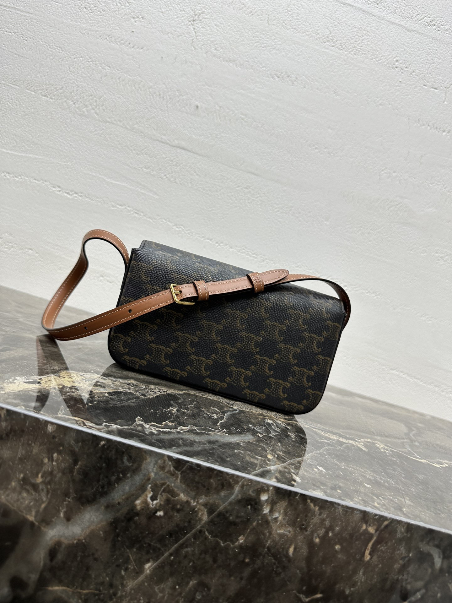 TRIOME Logo-Print Crossbody Bag in C Fabric with Leather Trim - Image 3