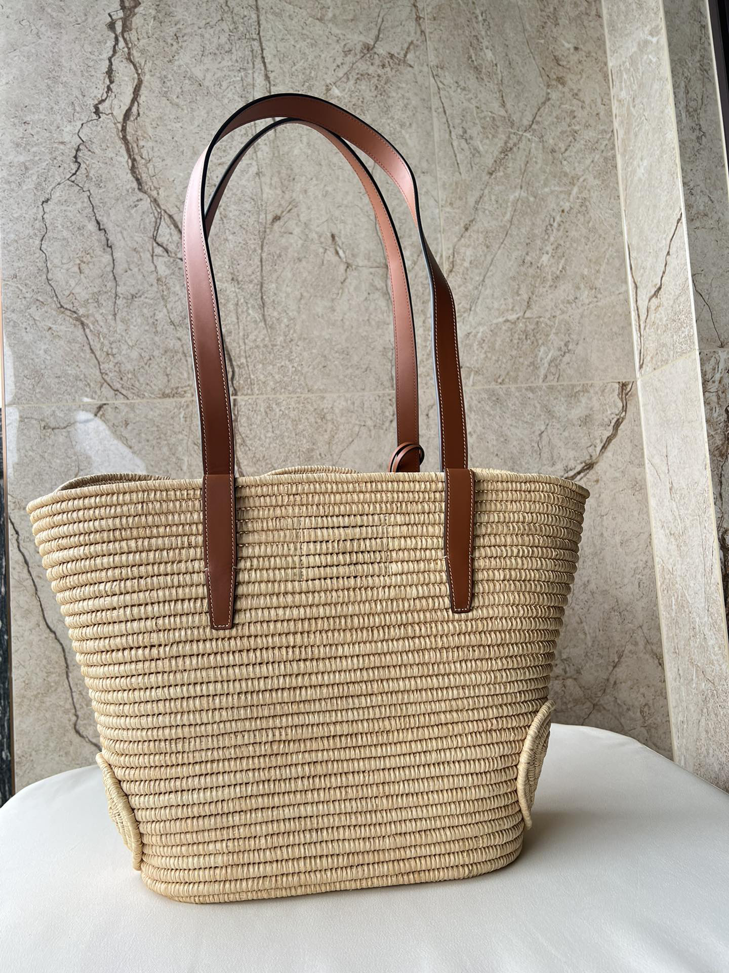 CELINE Medium Woven Triomphe Basket Tote Bag - Image 3
