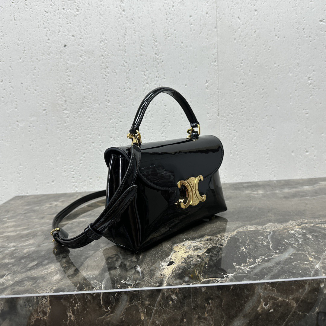 TEEN NINO Patent Cowhide Leather Handbag, 8 x 5 x 3 in - Image 3