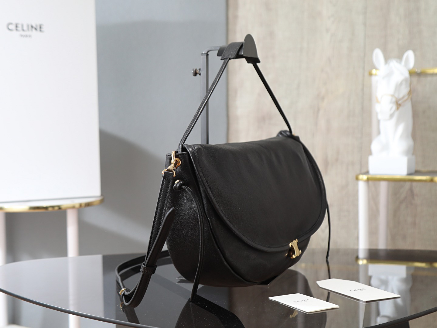 CELINE Soft Triome Half-Moon Shoulder Bag - Image 3