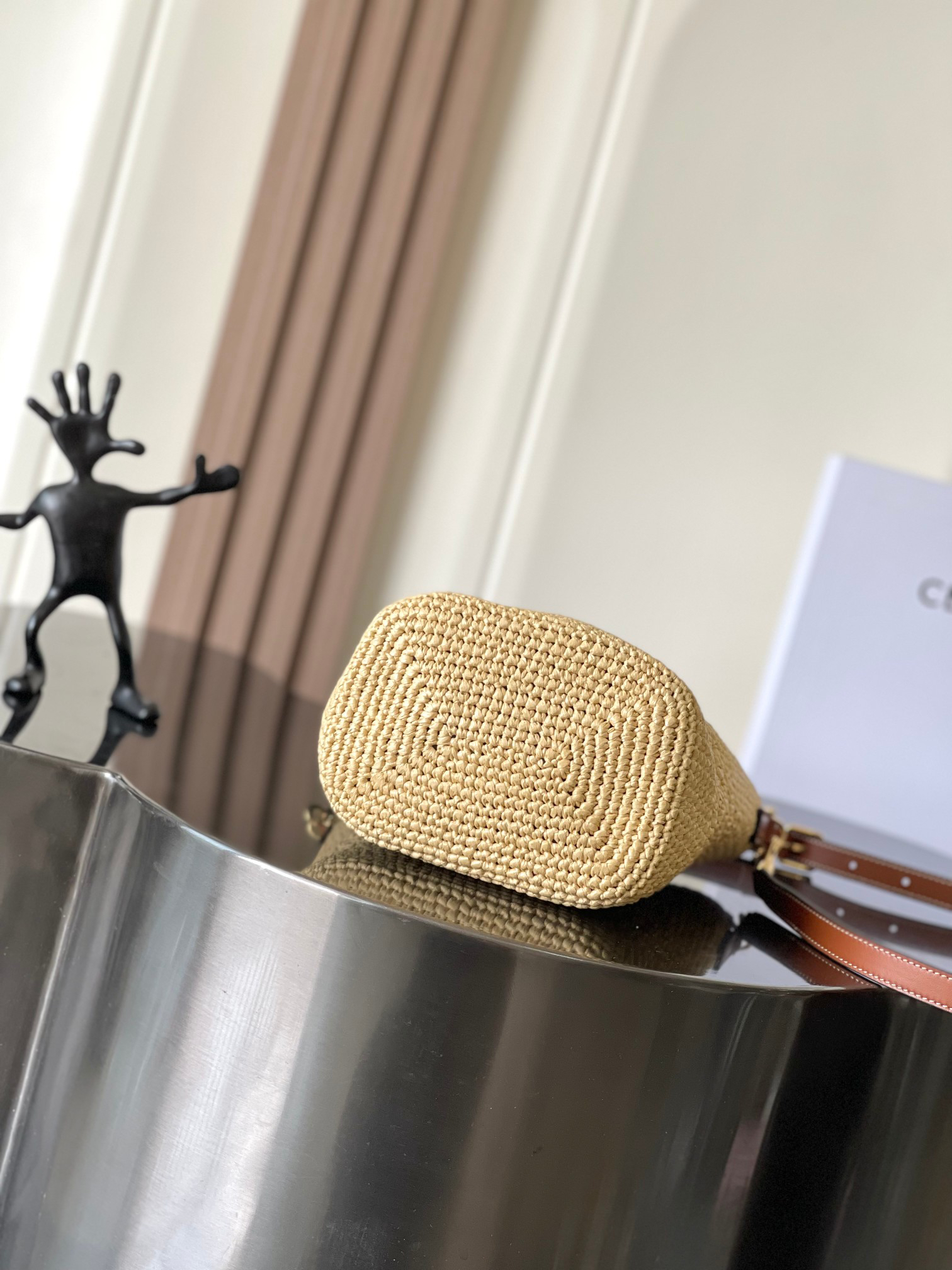 Celine Louise Small Woven and Leather Bucket Bag - Image 4