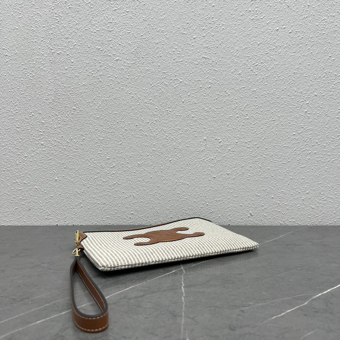 Celine Striped Fabric Handbag - Image 4