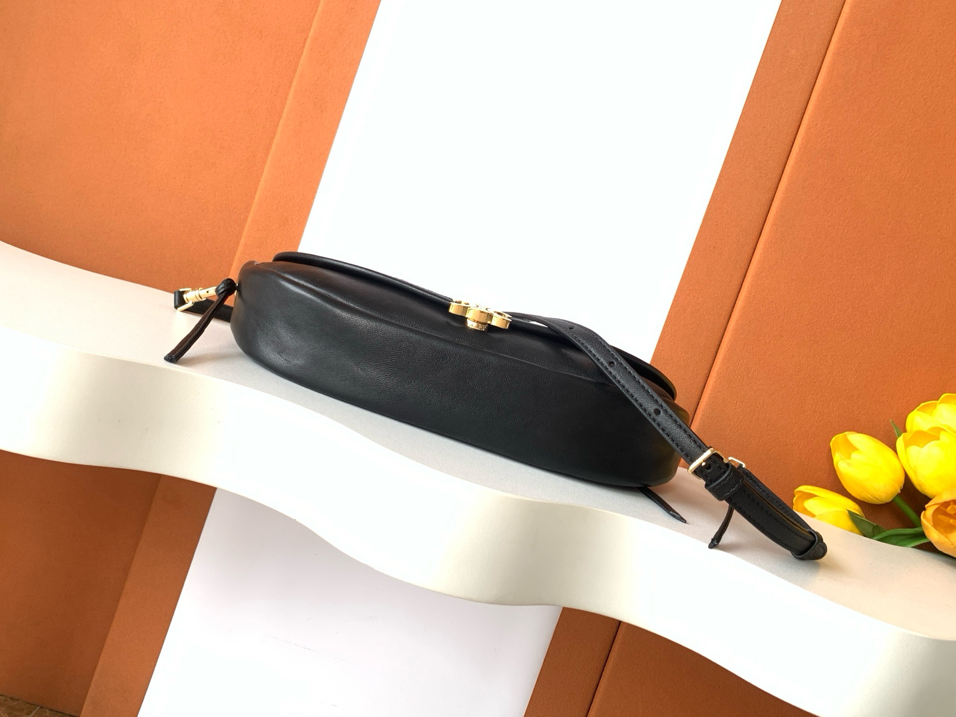 CE Halfmoon Small Black Sheepskin Crossbody Bag - Image 4