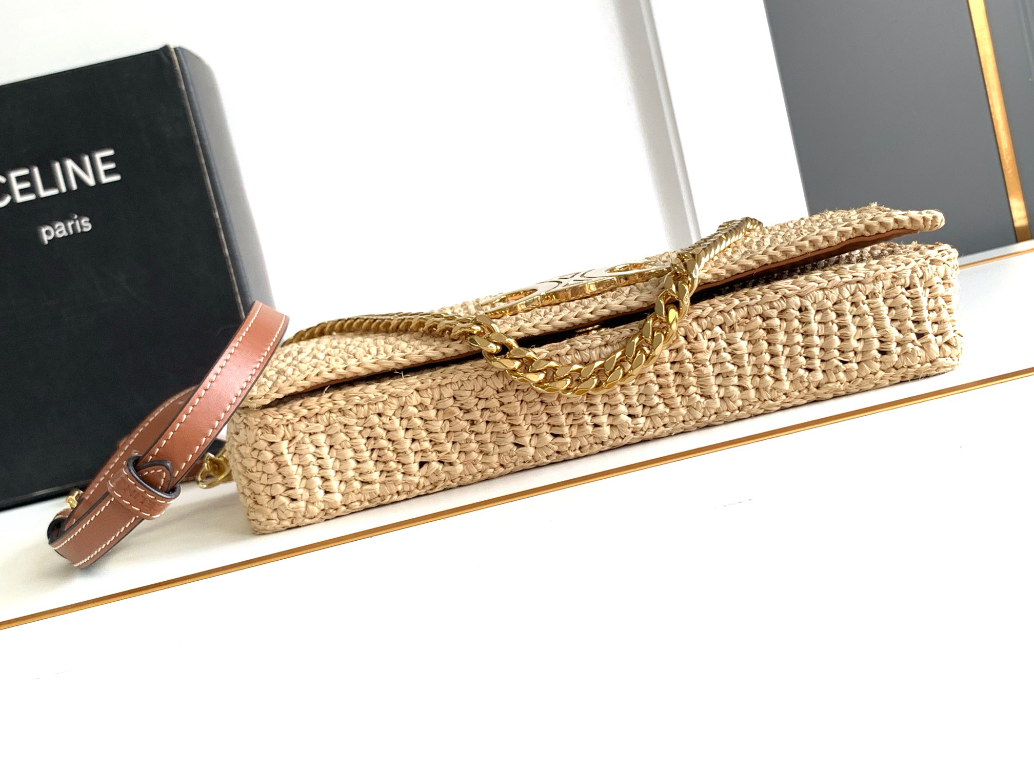 Celine Multichette Raffia Woven Handbag - Image 4