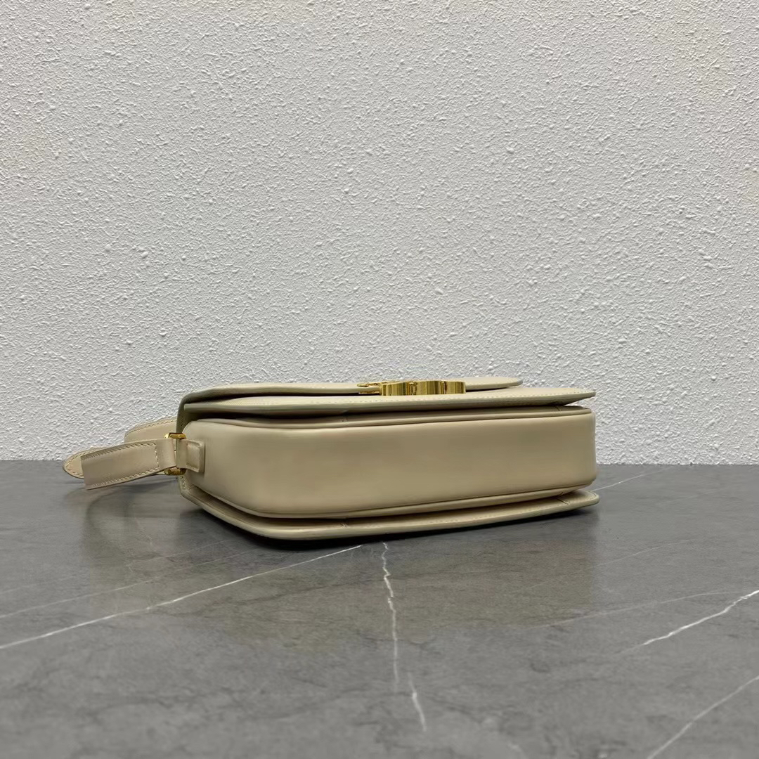 Triome Classic Calfskin Crossbody Bag in Light Beige - Image 4