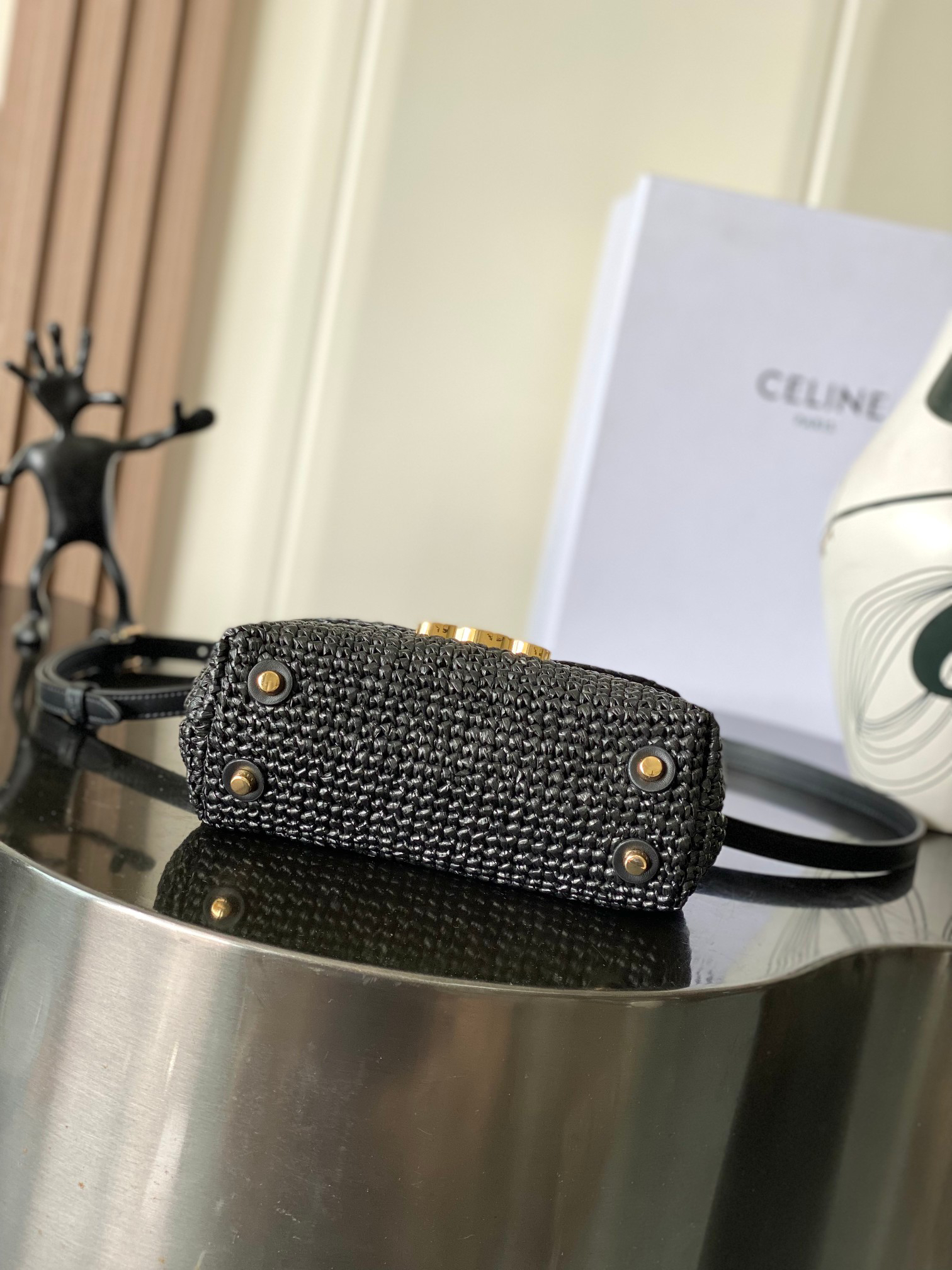 Celine Teen Nino Woven Black Crossbody Bag - Image 4
