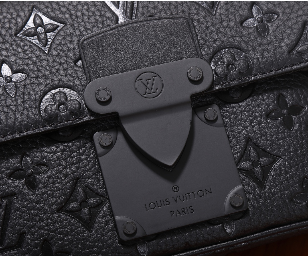 S Lock Sling Bag in Monogram Embossed Black Taurillon Leather - Image 4