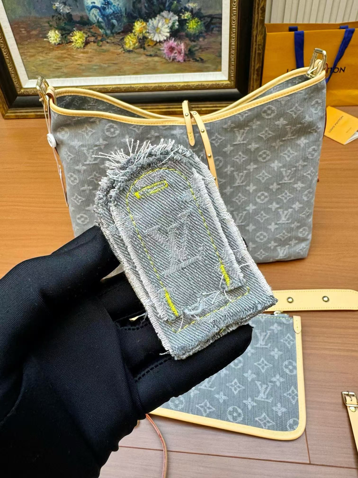 Louis Vuitton CarryAll Medium Monogram Denim Tote Bag - Image 4