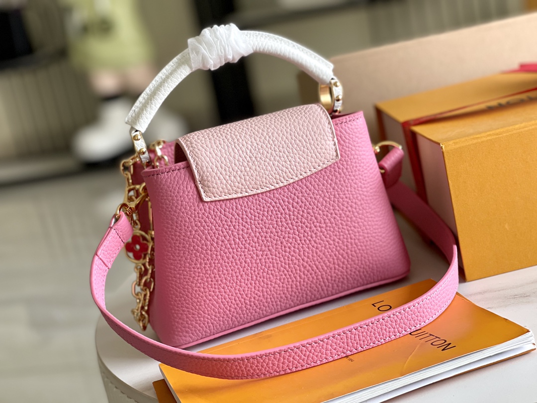 Louis Vuitton Capucines Mini Handbag – Pale Pink Floral Tri-Color - Image 4