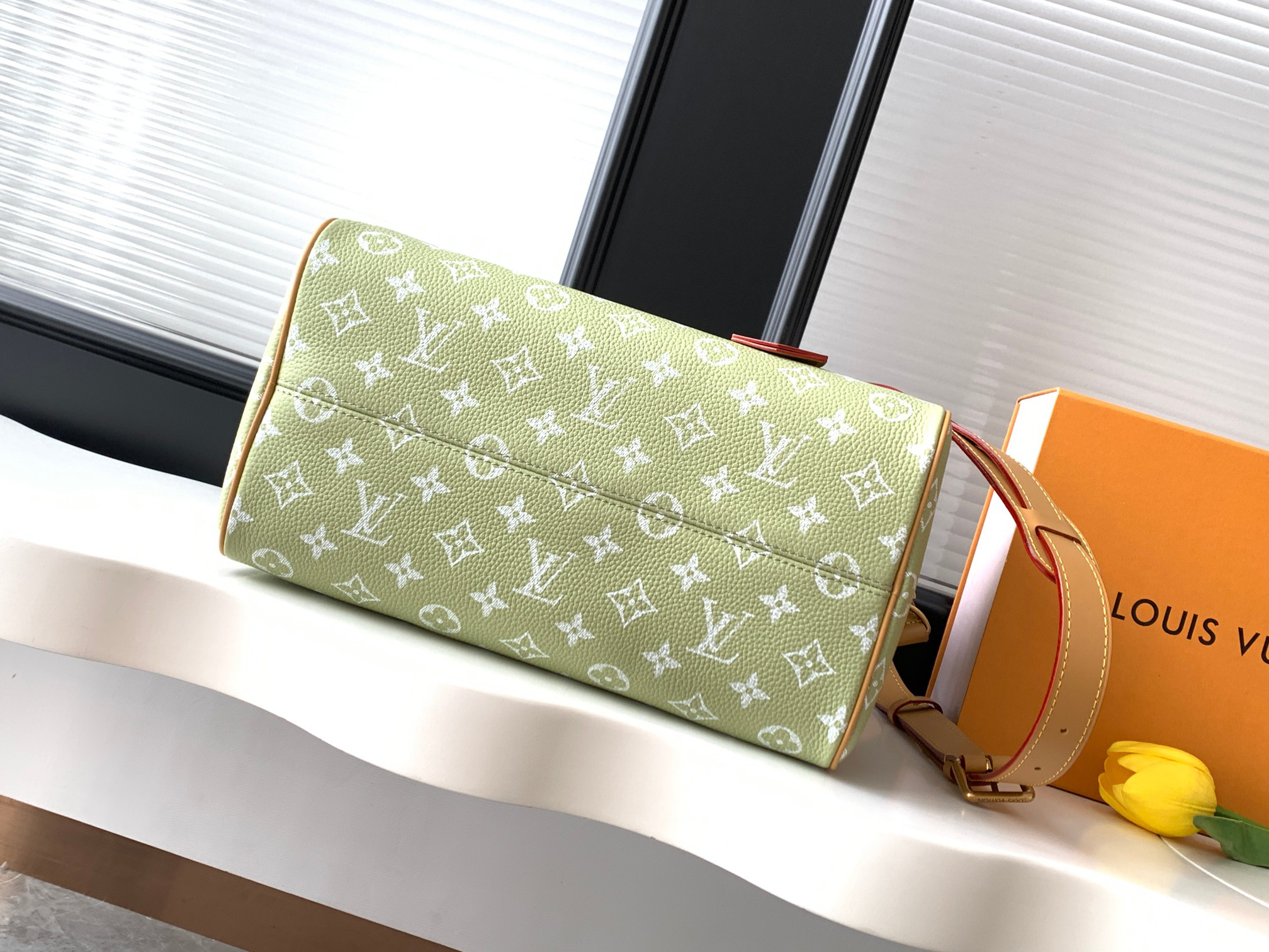 Speedy P9 Bandoulière 30 Handbag in Grass Green - Image 4