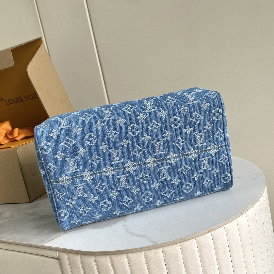 Louis Vuitton Speedy Soft 30 Denim Handbag - Image 4
