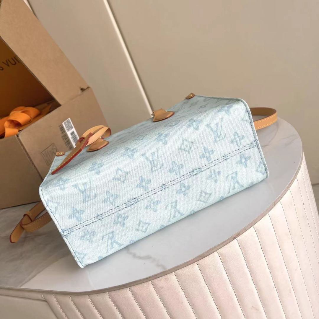 Louis Vuitton OnTheGo PM Tote Bag Blue Monogram Canvas - Image 4