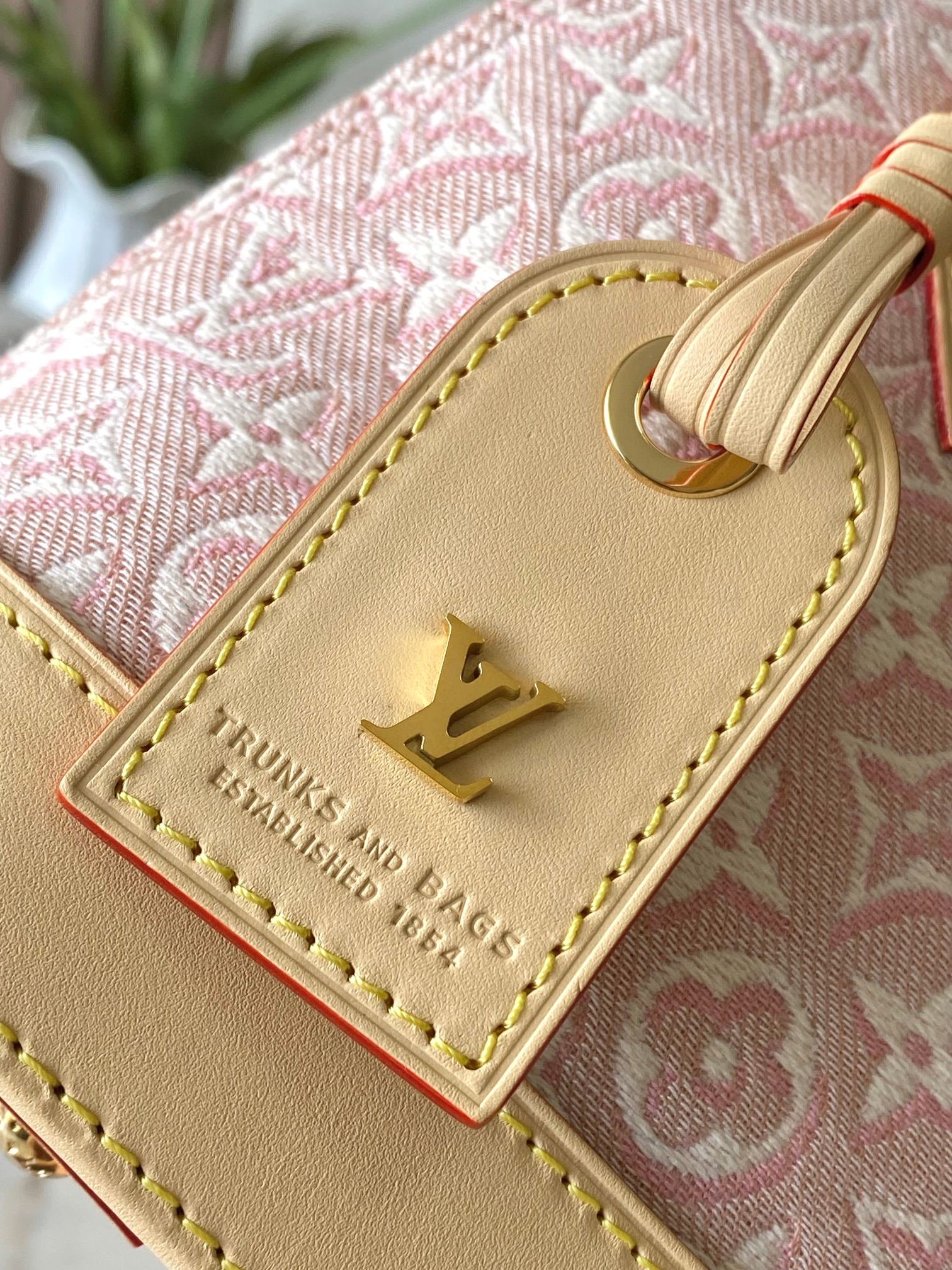 Louis Vuitton Alma BB Handbag, Pink Monogram Embleme Jacquard Canvas, M2A378 - Image 4