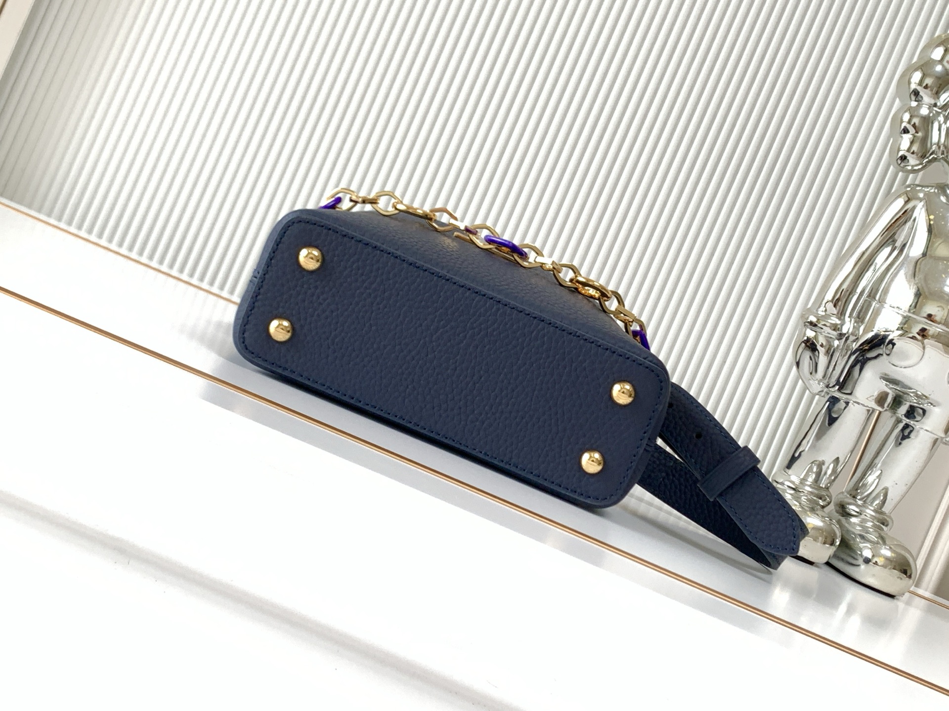 Louis Vuitton Capucines Mini Shoulder Bag in Dark Blue - Image 4