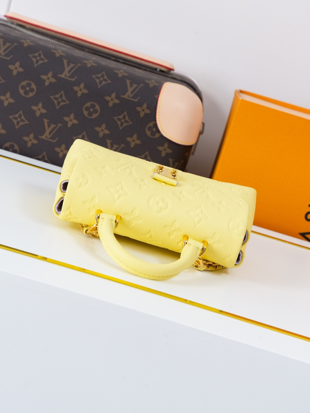Louis Vuitton Nano Madeleine Handbag in Lemon Yellow Monogram Empreinte Leather - Image 4