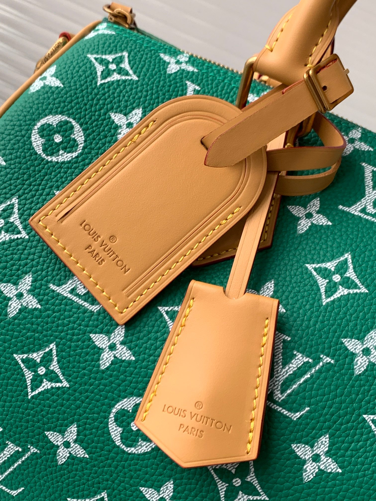 Speedy P9 Bandoulière 30 Green Leather Handbag - Image 4