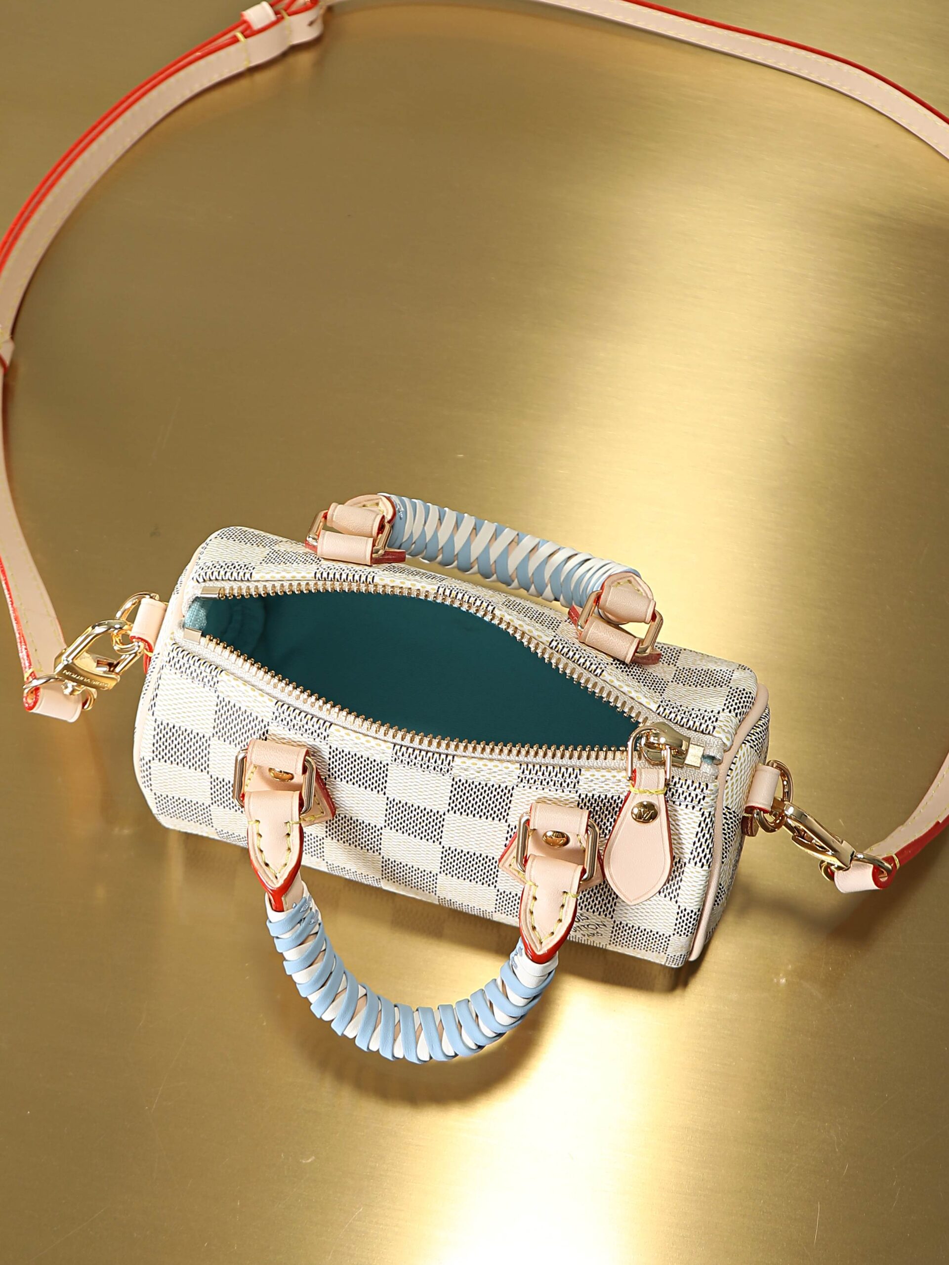 Louis Vuitton Nano Speedy Handbag in Damier Azur Canvas - Image 4
