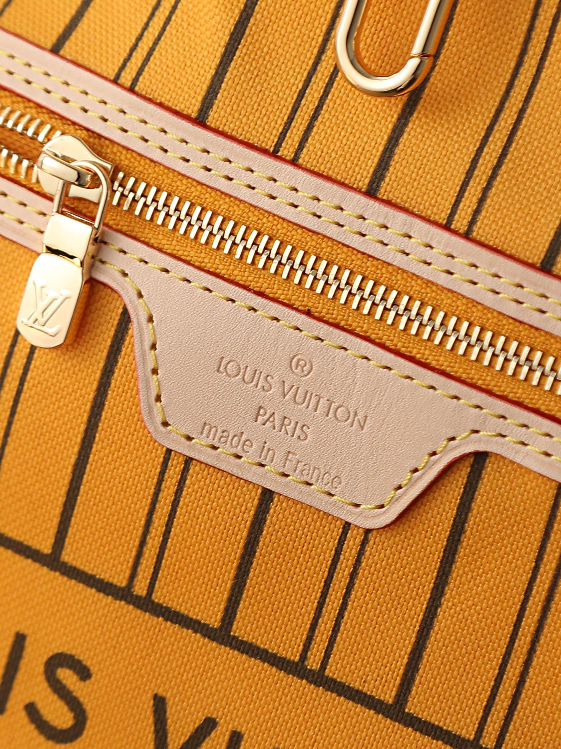 Louis Vuitton Neverfull Bandoulière Inside Out MM Tote Bag in Yellow Monogram - Image 4