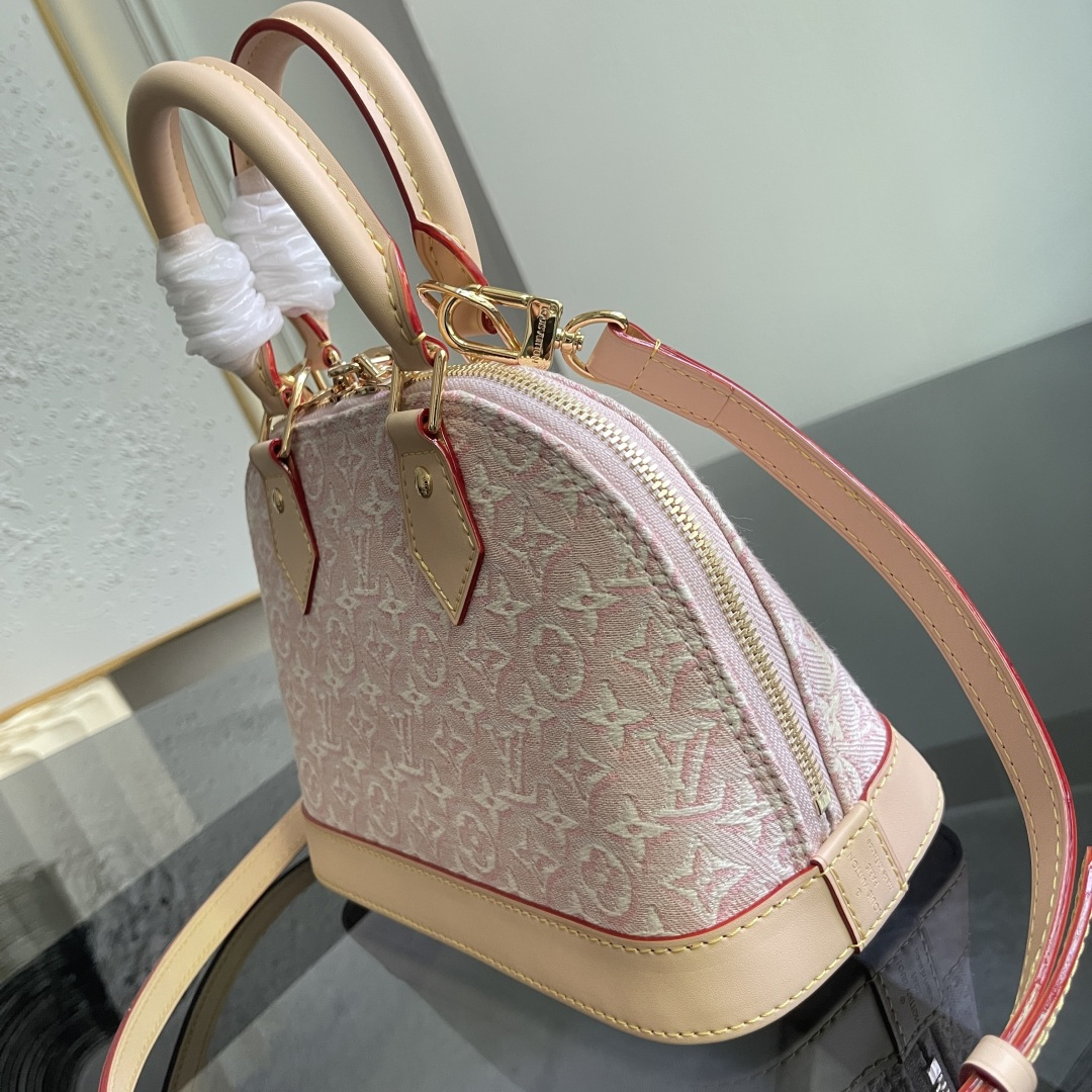 Louis Vuitton Alma BB Handbag in Pink Jacquard Denim - Image 4