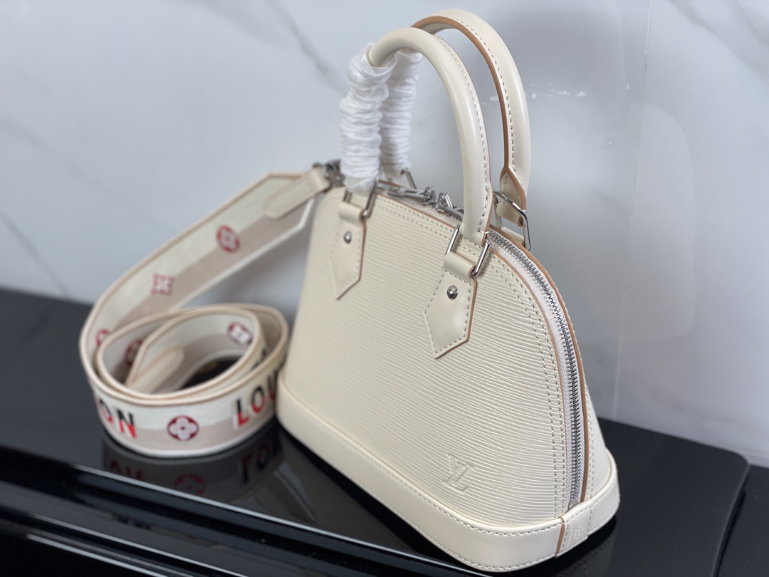 Louis Vuitton Alma BB Crossbody Bag in White Epi Leather - Image 4