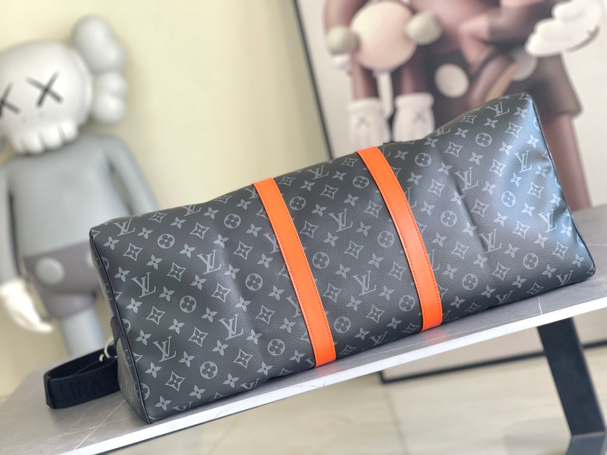 Louis Vuitton Keepall 55 Travel Bag in Monogram Eclipse - Image 4