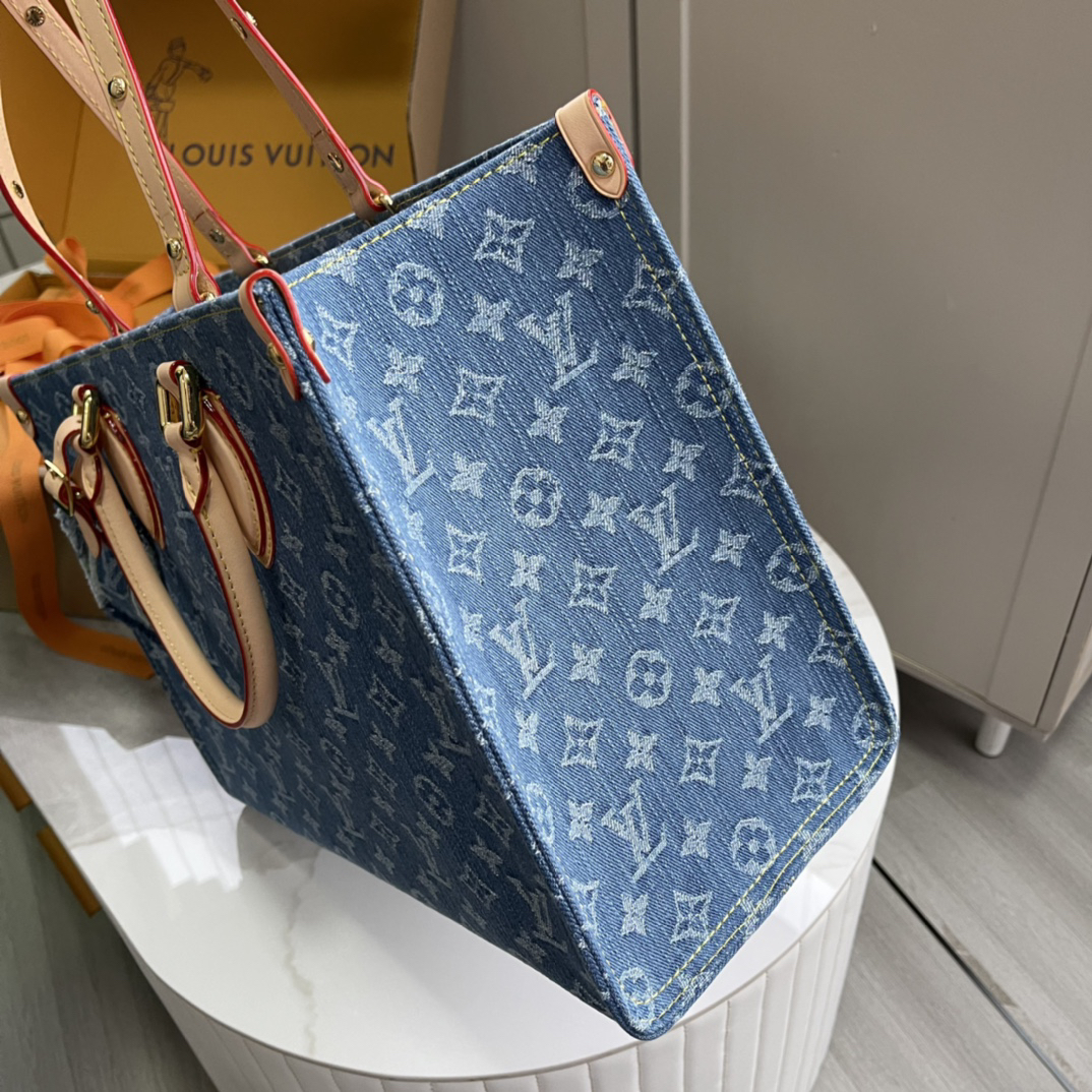 Louis Vuitton Onthego MM Monogram Denim Tote Bag - Image 4