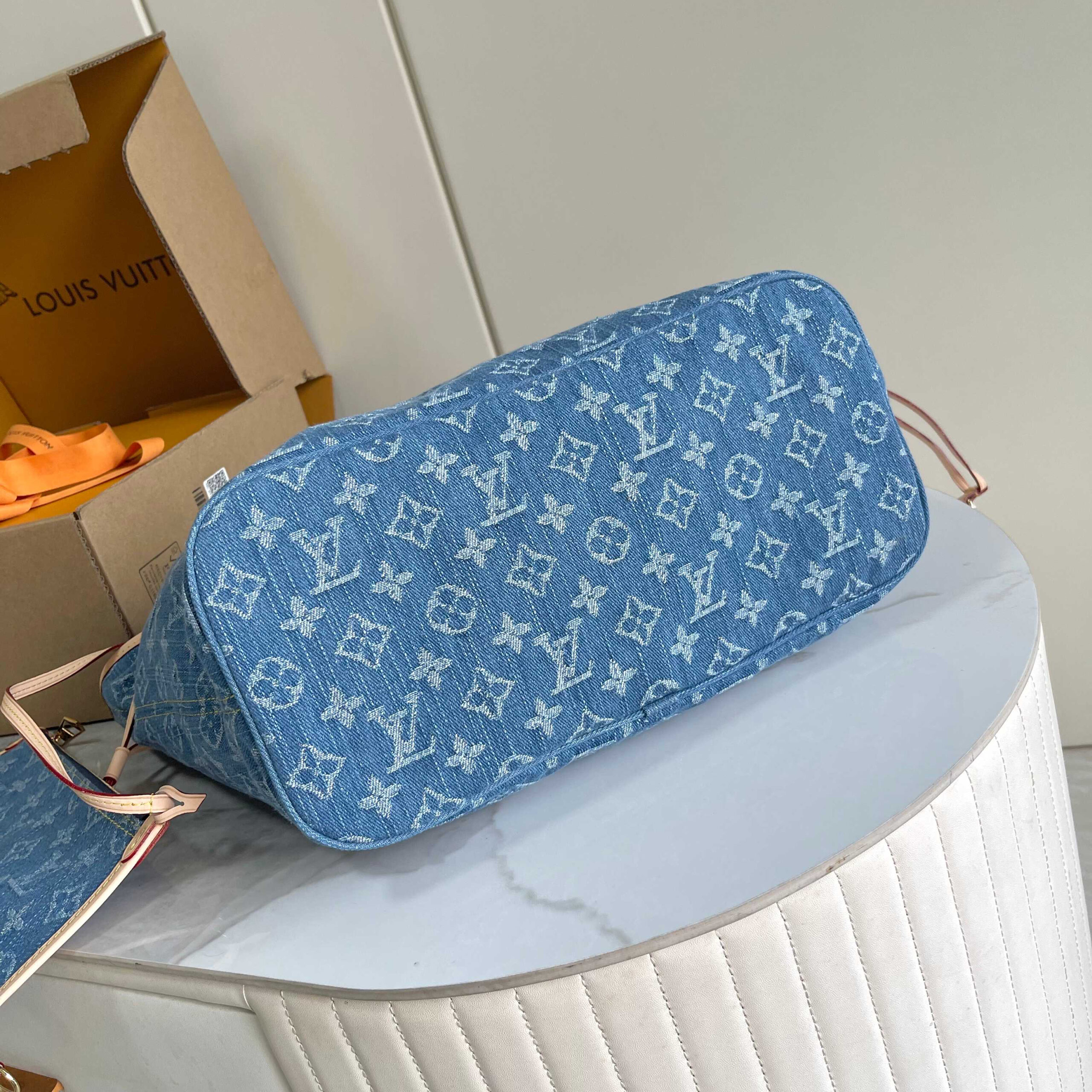 Louis Vuitton Neverfull MM Monogram Denim Tote Bag - Image 4