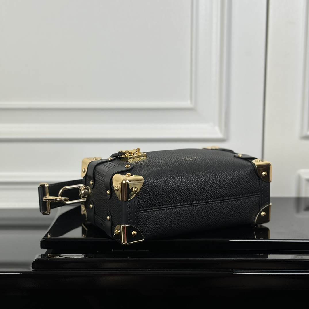 Side Trunk Small Handbag in Black with Gold Hardware - Image 4