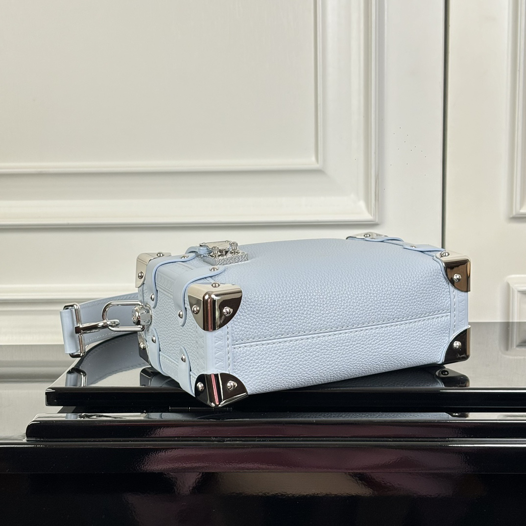 Louis Vuitton Side Trunk Small Handbag M23817 in Blue with Silver Hardware - Image 4
