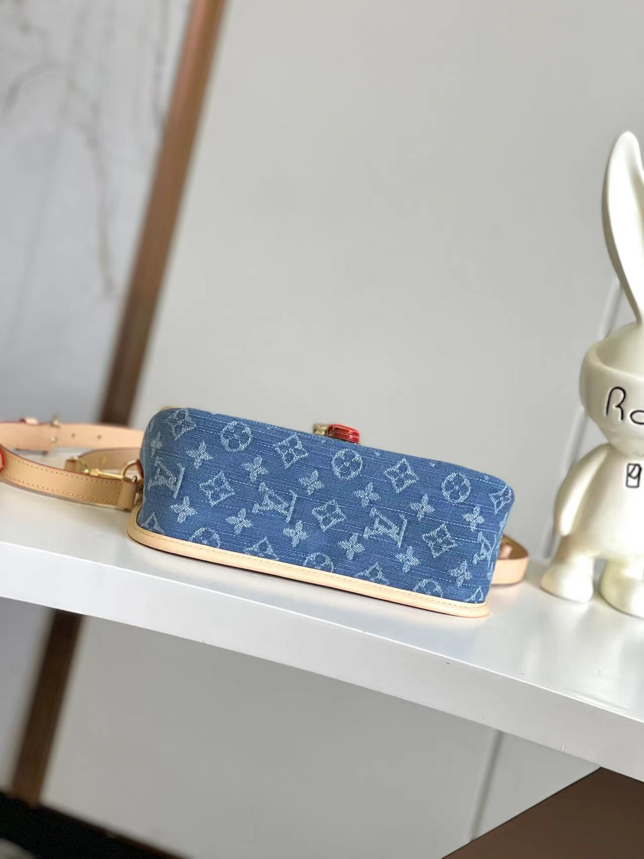 Diane Blue Denim Canvas Shoulder Bag - Image 4