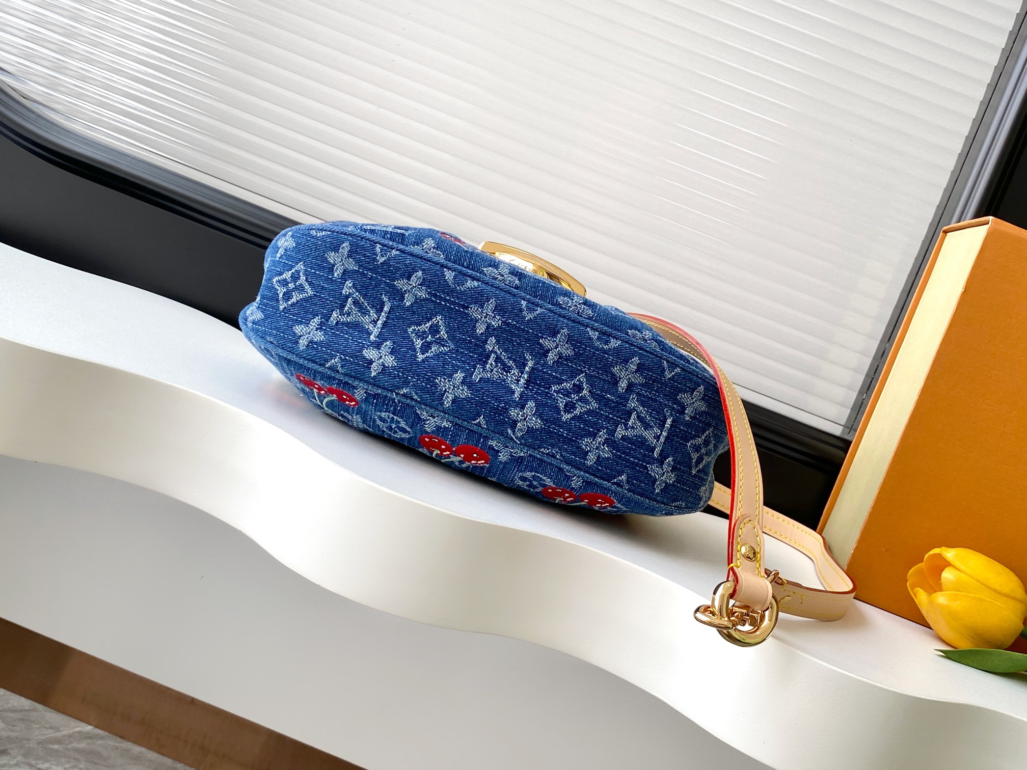 Louis Vuitton Sunset Monogram Denim Cherry Embroidery Crossbody Bag - Image 4