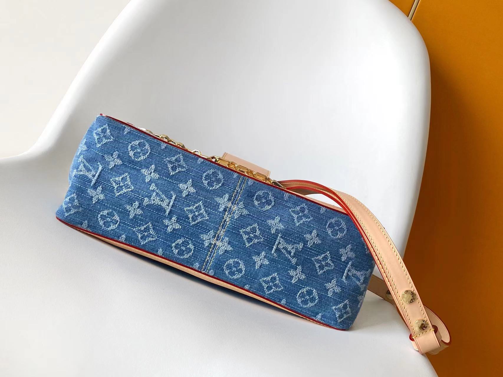 Louis Vuitton x TM Dauphine Soft Large Denim Shoulder Bag - Image 4