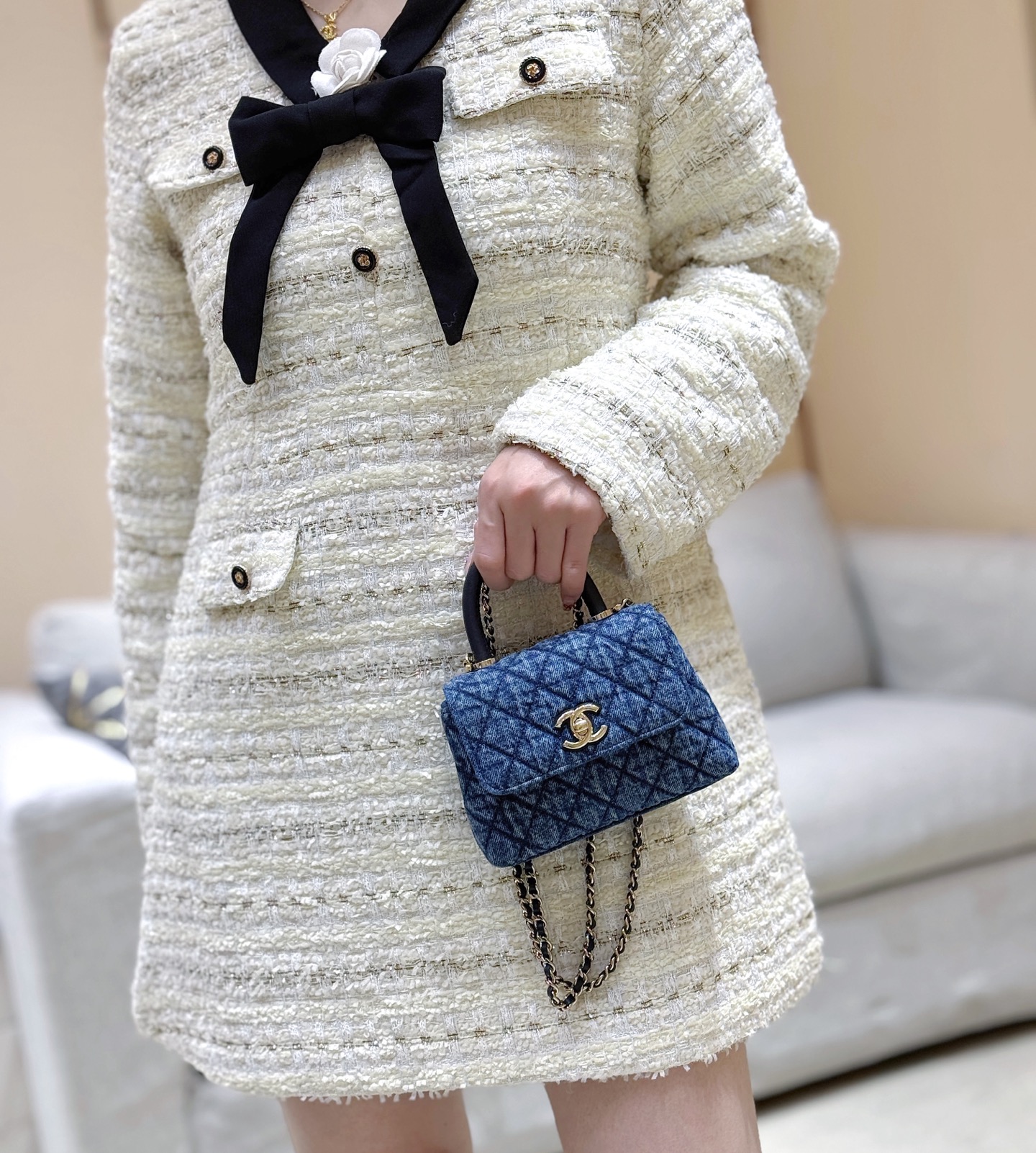 Chanel 26P Mini Coco Handle Denim Bag - Image 4