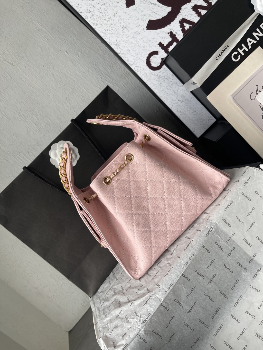 Chanel 25C Small Caviar Leather Hobo Shoulder Bag - Image 4
