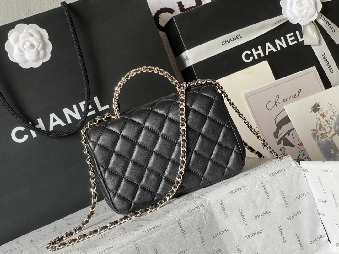 Chanel 23A CF Mini Top Handle Bag with Crystal Handle - Image 4