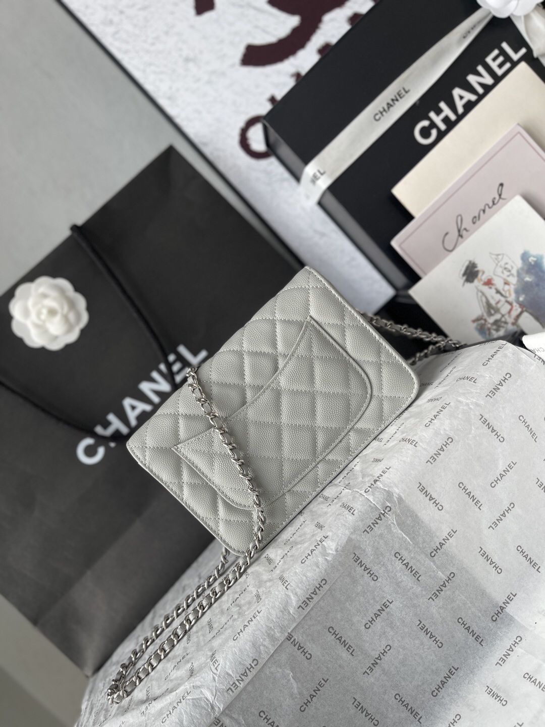 Chanel CF Wallet on Chain in Black Caviar Leather - Image 4
