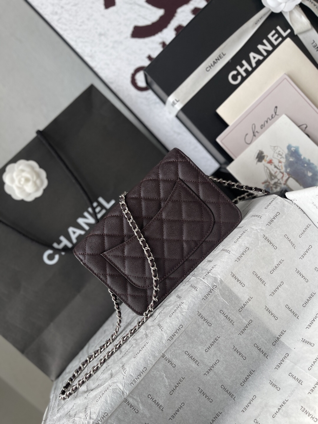 Chanel CF WOC Black Caviar Leather Chain Bag - Image 4
