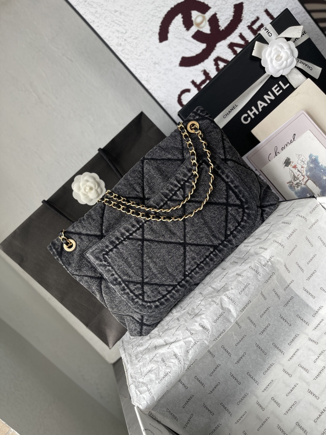 Chanel Denim Shopping Tote Bag AS5727 - Image 4