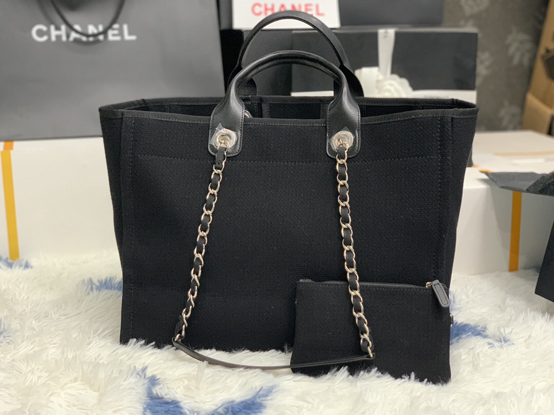 Chanel 2022 Mother and Child Beach Denim Canvas Tote Bag - Image 4