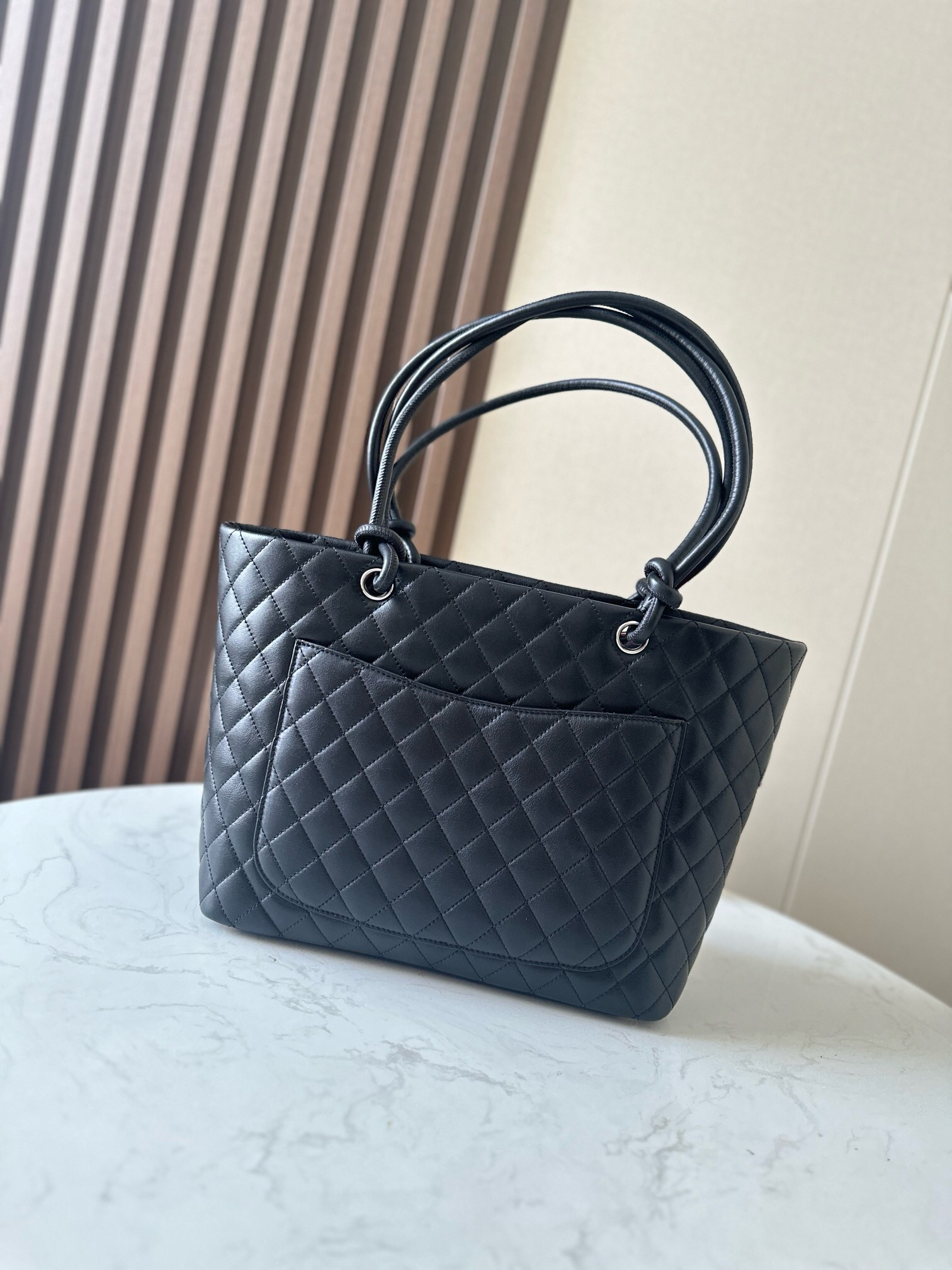 Chanel Black and White Calfskin Large Tote Bag - Image 4