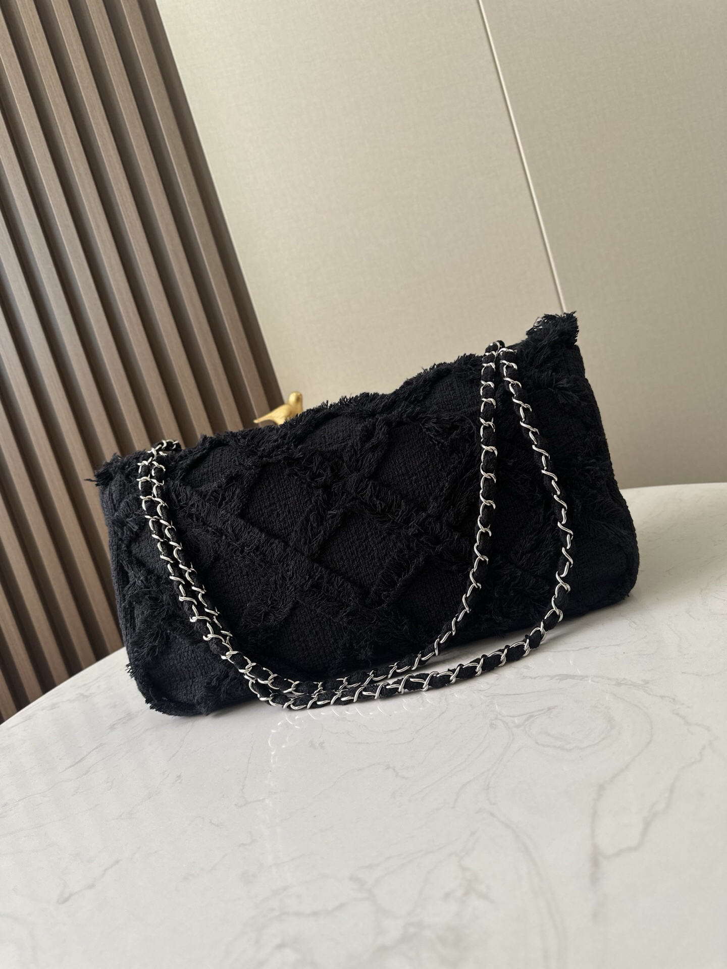 Vintage Black Straw Fringe Handbag - Image 4