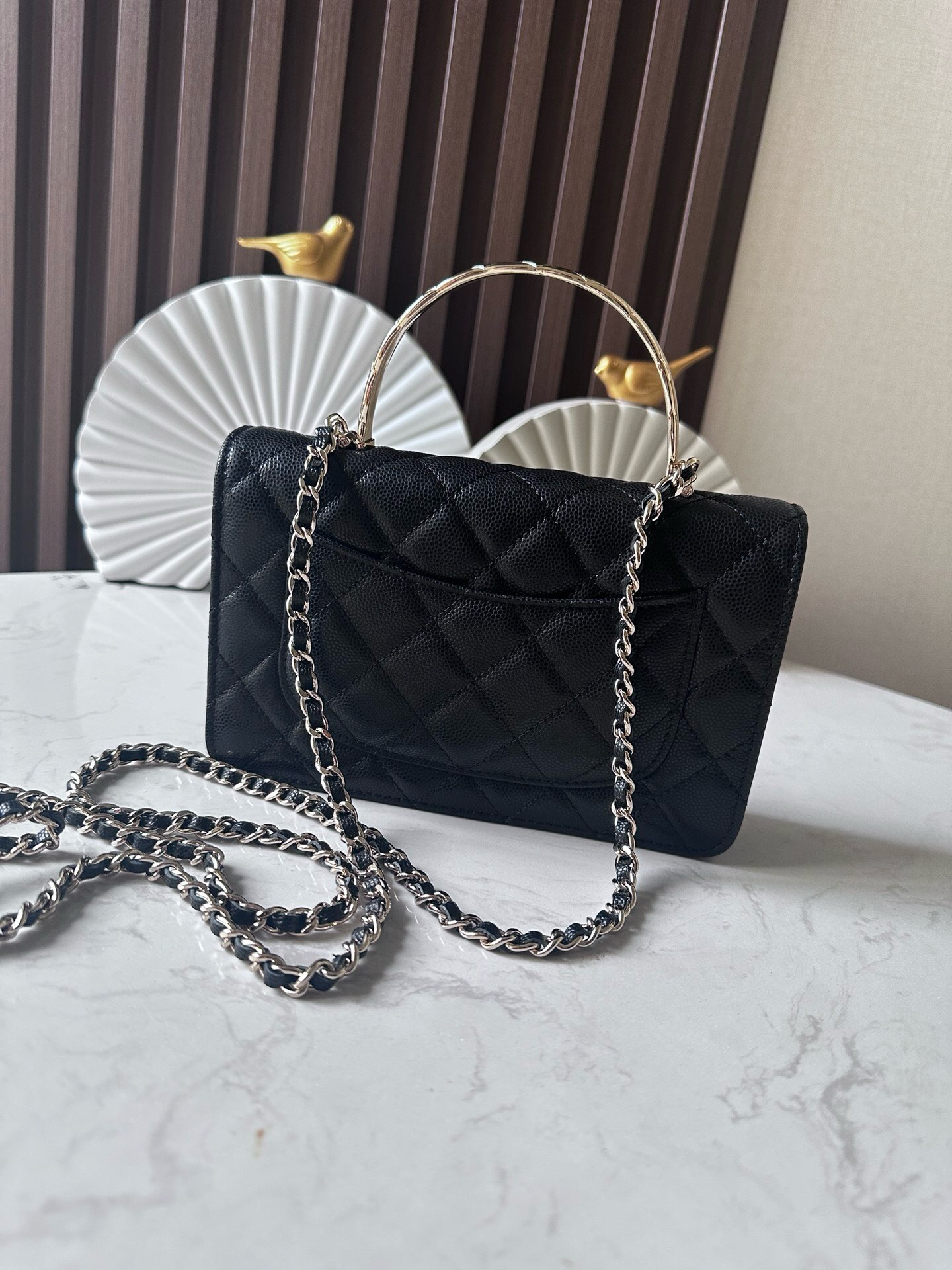 Coco Crush WOC Wallet on Chain with Braided Handle and Diamond Pattern - Image 4