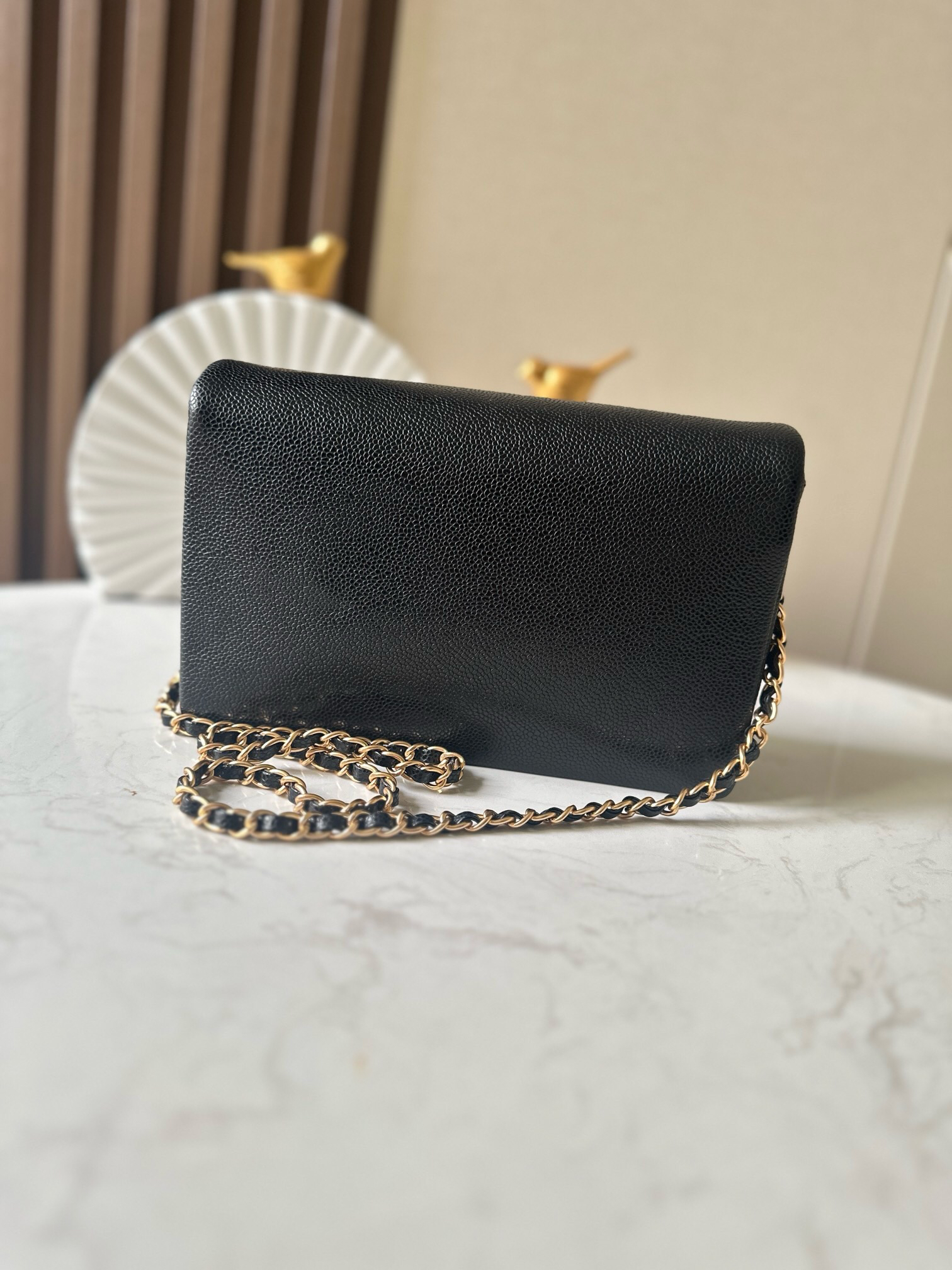 Chanel Classic Flap Bag, Medium, Black Caviar Leather, No Quilting - Image 4